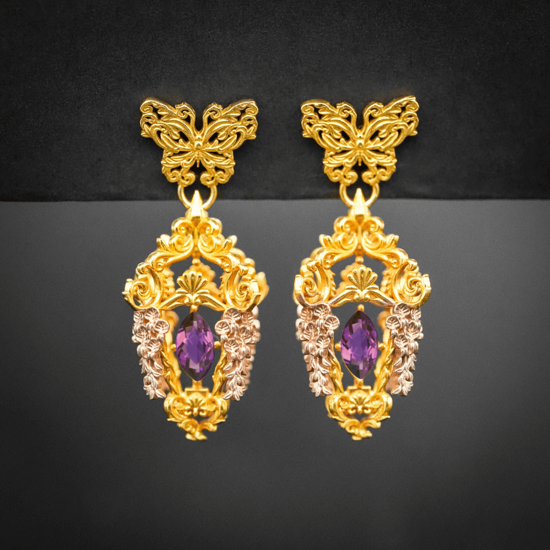 Wisteria Lantern Earrings (Butterfly Studs)