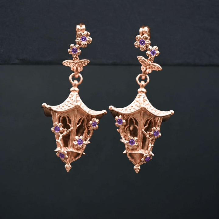 Sakura Lantern Earrings (With Gemstones)