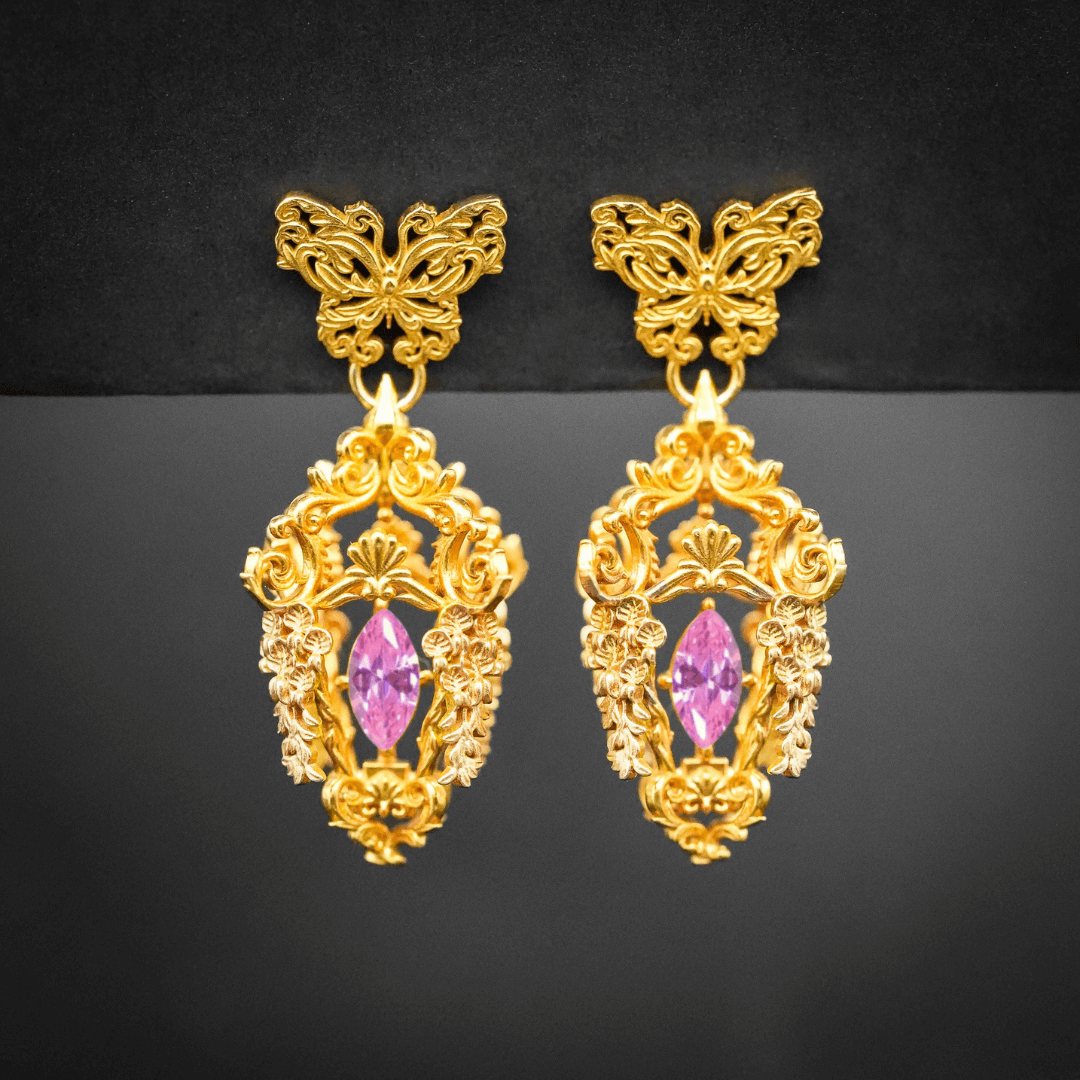 Wisteria Lantern Earrings (Butterfly Studs)