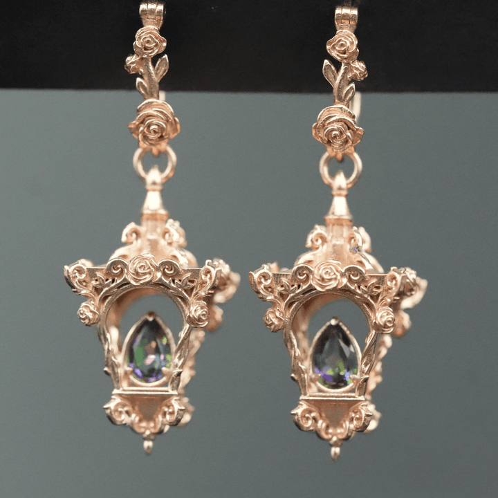 Rose Lantern Hoop Earrings