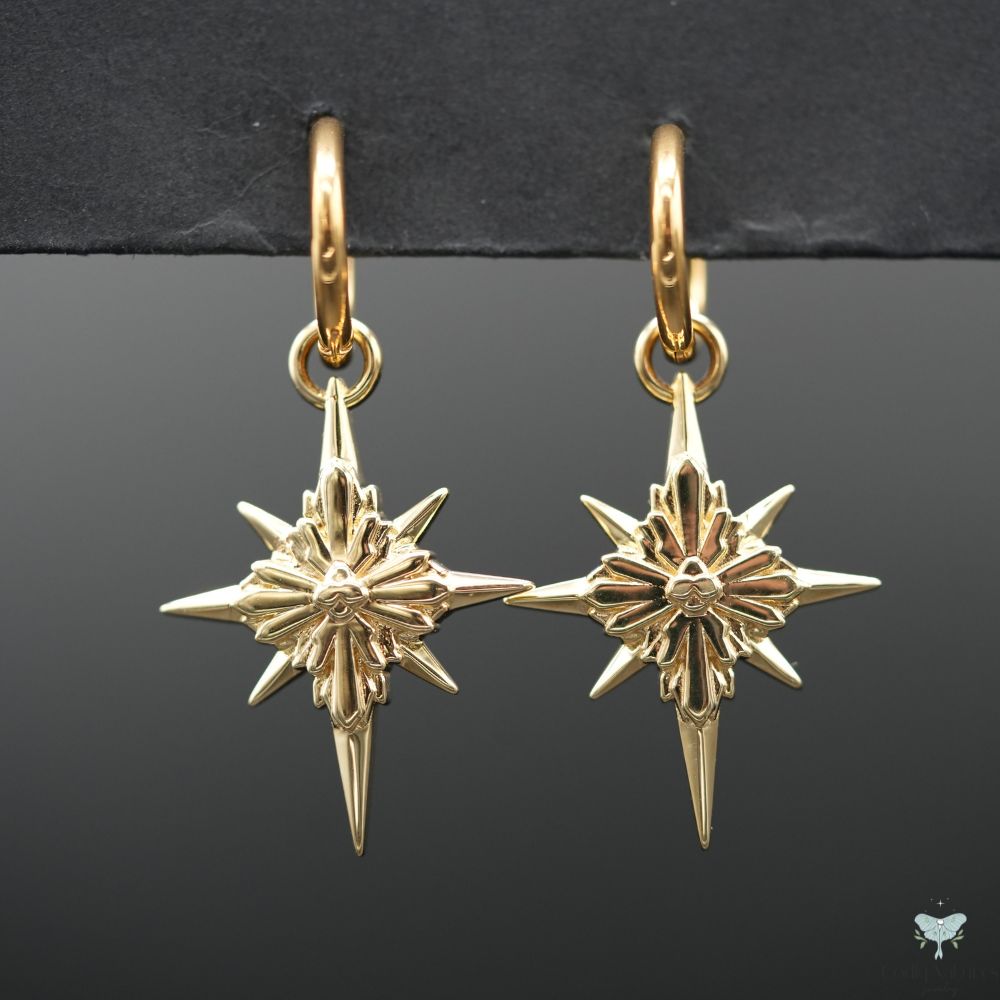 North Star Earrings - Titanium Hoops (Without Gemstones)