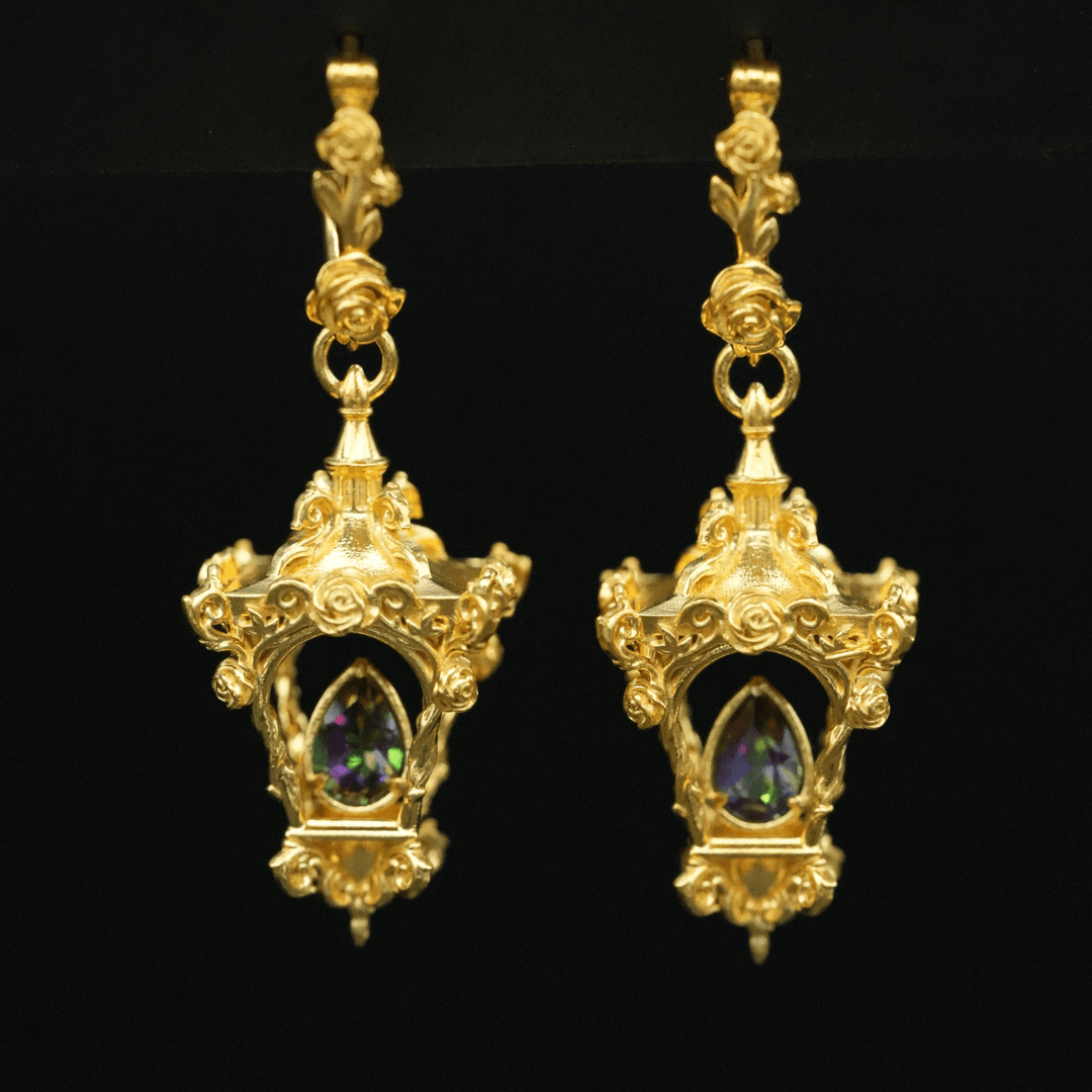 Rose Lantern Hoop Earrings