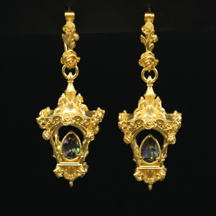 Rose Lantern Hoop Earrings