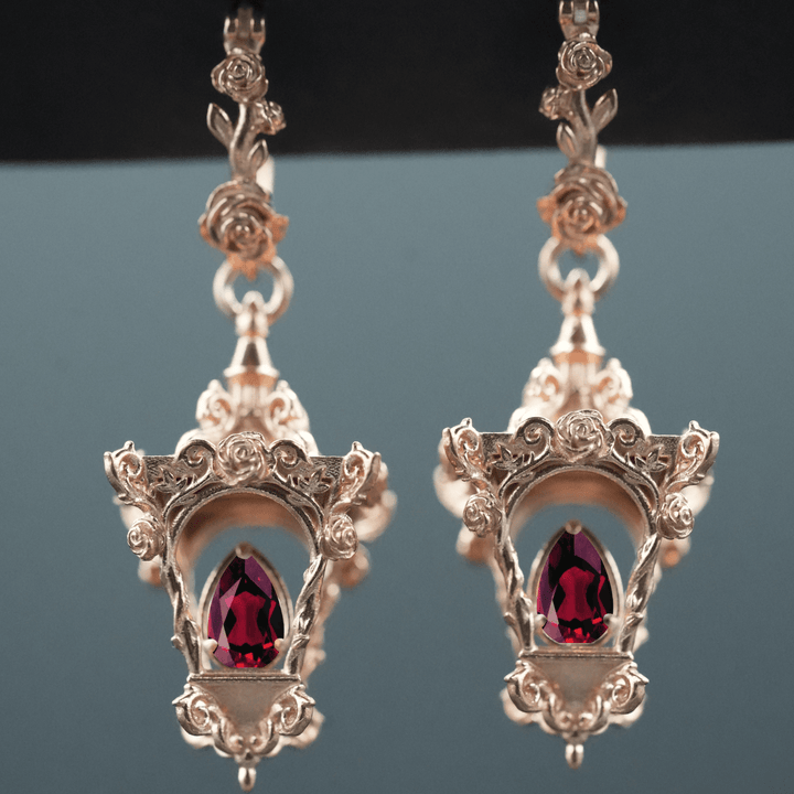 Rose Lantern Hoop Earrings