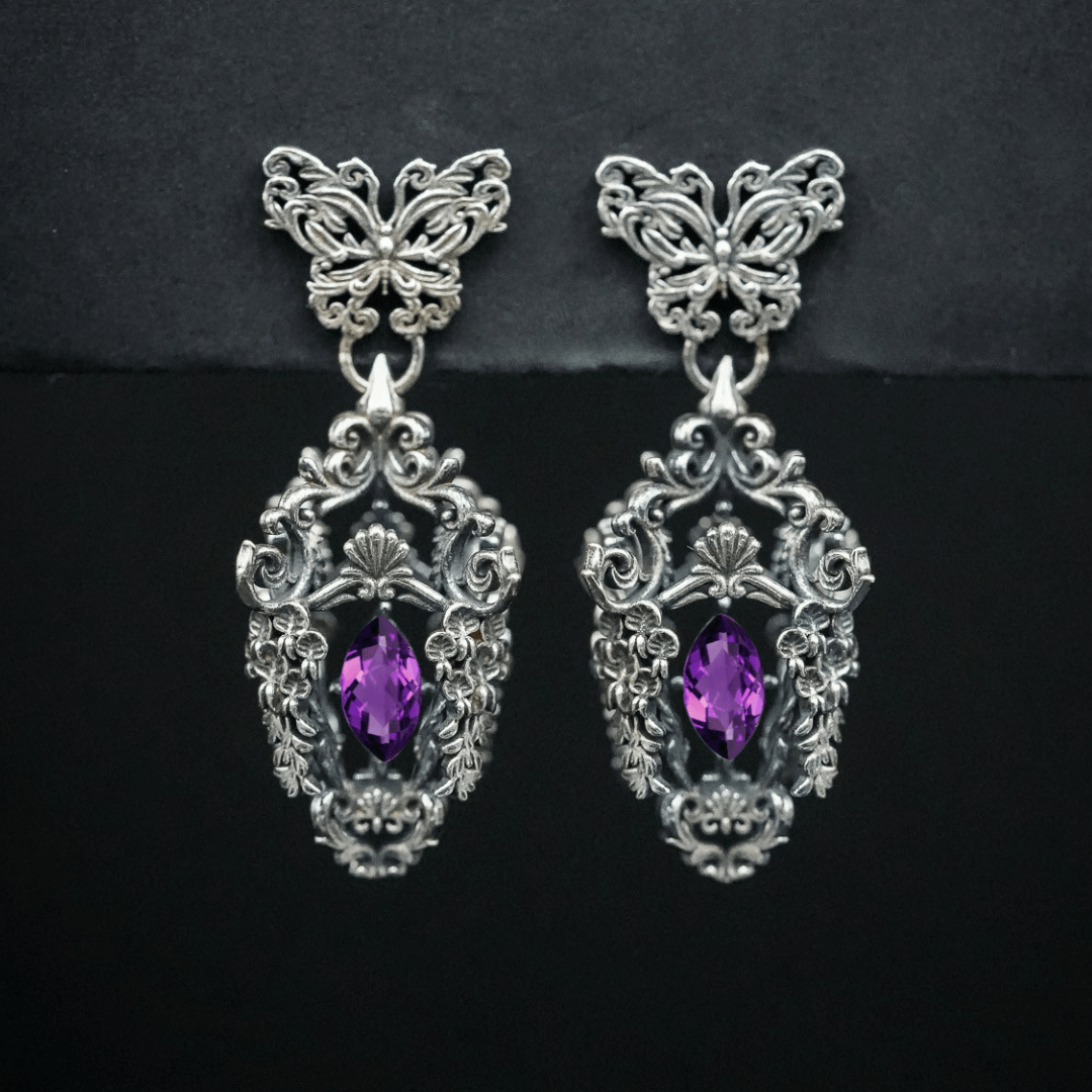 Wisteria Lantern Earrings (Butterfly Studs)