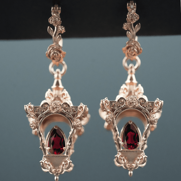 Rose Lantern Hoop Earrings