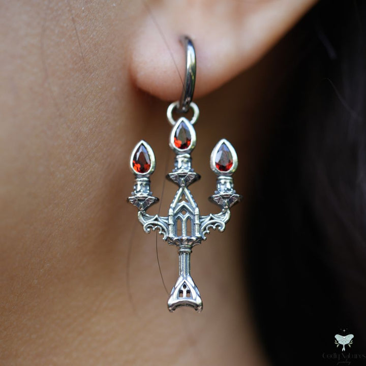 Vesper Candelabra Earrings: Jewel Flame