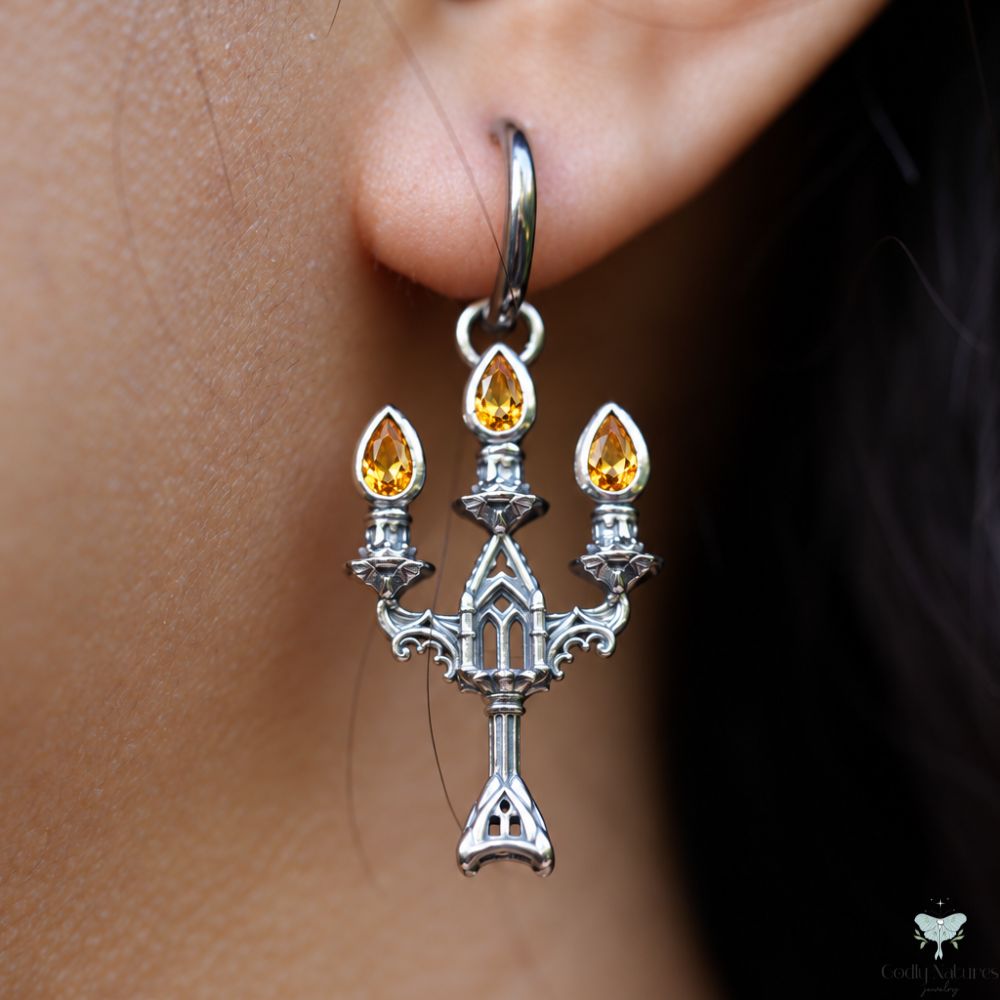 Vesper Candelabra Earrings: Jewel Flame