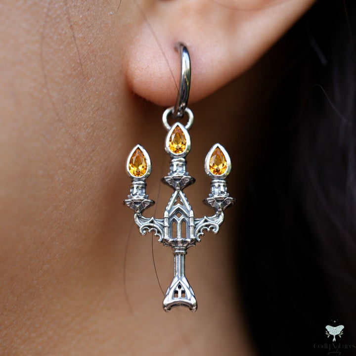 Vesper Candelabra Earrings: Jewel Flame