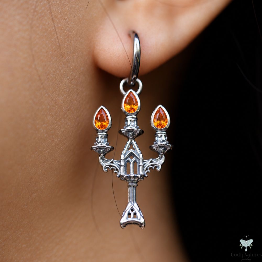 Vesper Candelabra Earrings: Jewel Flame