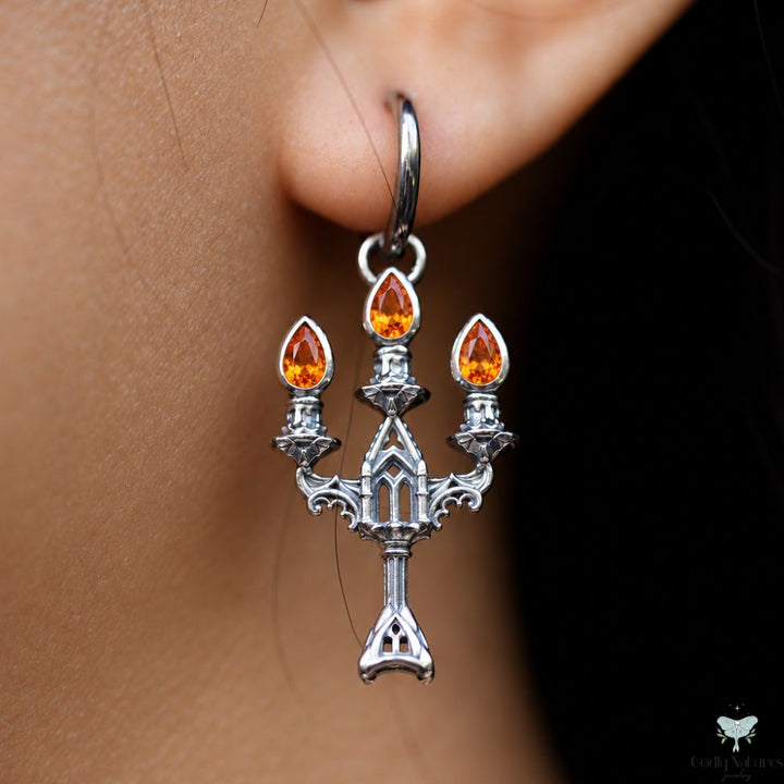 Vesper Candelabra Earrings: Jewel Flame