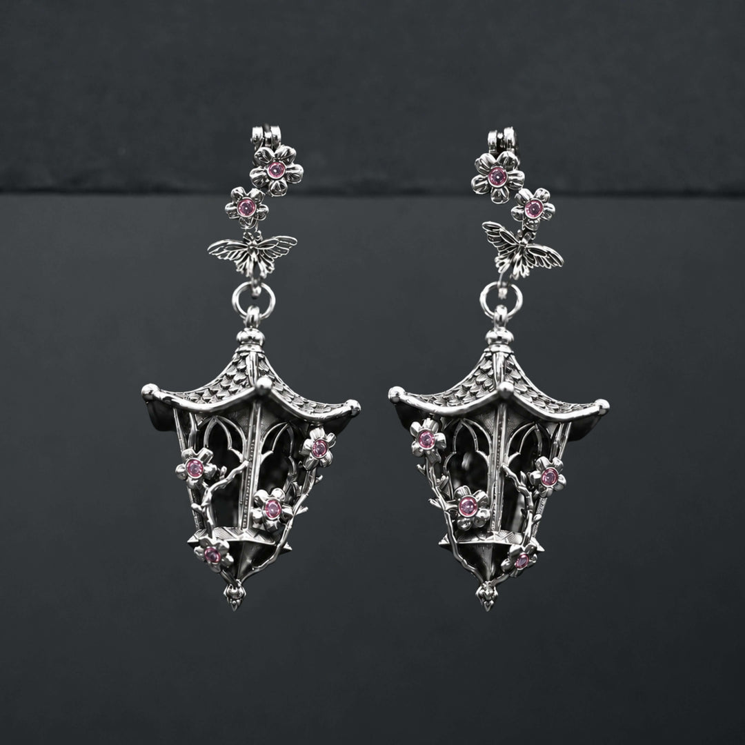 Sakura Lantern Earrings (With Gemstones)