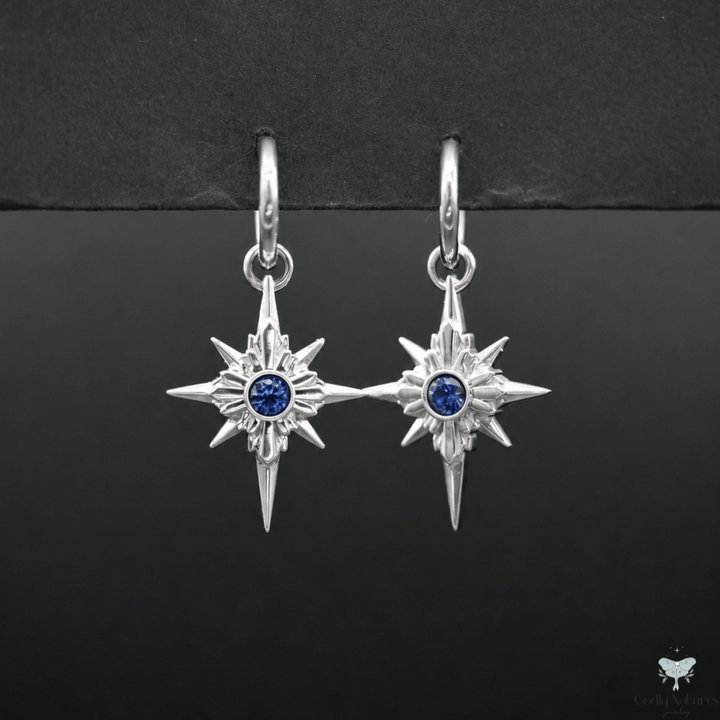 North Star Earrings - Titanium Hoops (With Gemstones)