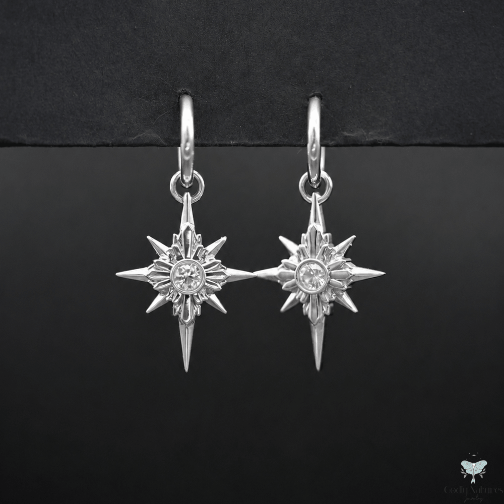 North Star Earrings - Titanium Hoops (With Gemstones)