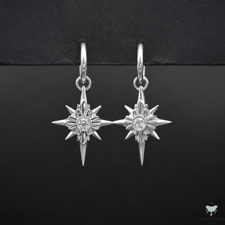 North Star Earrings - Titanium Hoops (With Gemstones)