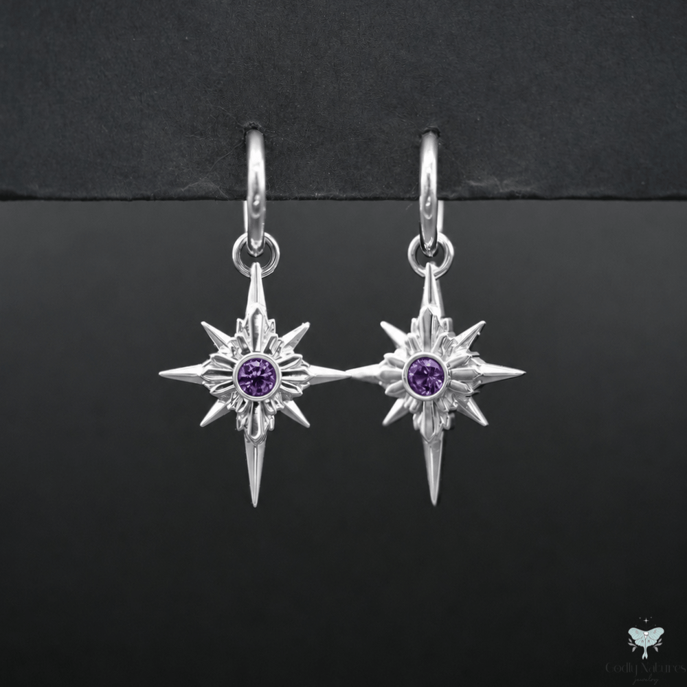 North Star Earrings - Titanium Hoops (With Gemstones) PAYMENT PLAN