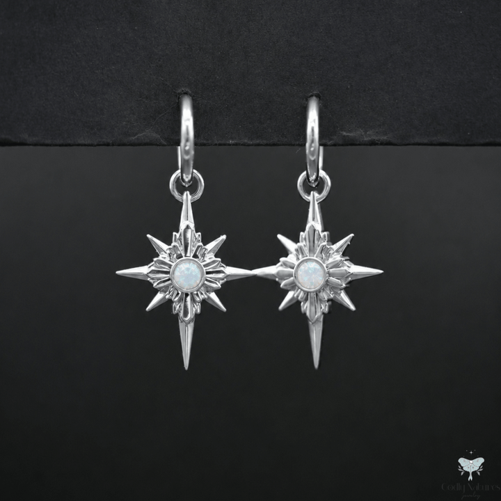 North Star Earrings - Titanium Hoops (With Gemstones)