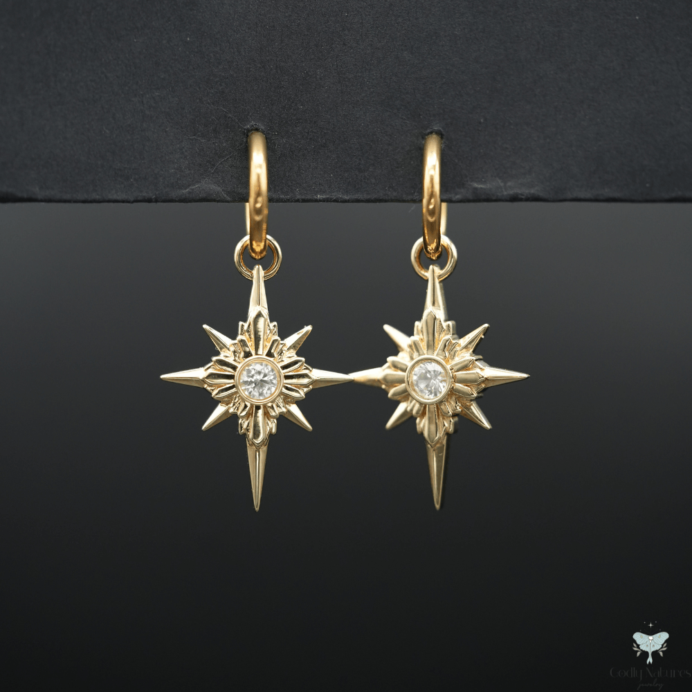 North Star Earrings - Titanium Hoops (With Gemstones) PAYMENT PLAN