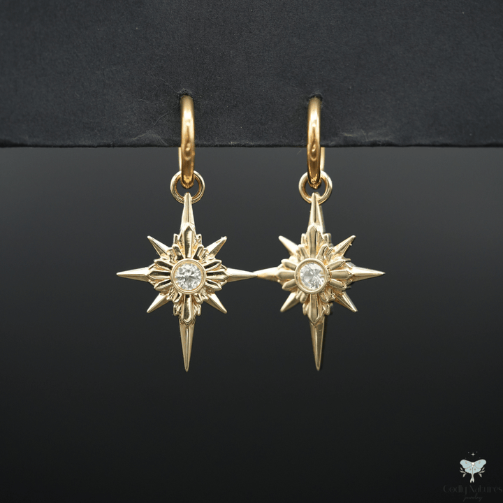 North Star Earrings - Titanium Hoops (With Gemstones) PAYMENT PLAN