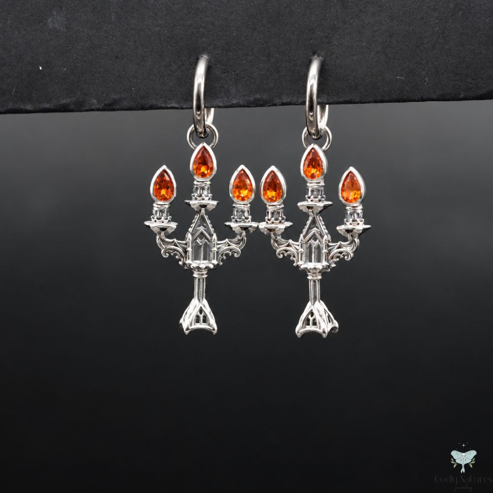 Vesper Candelabra Earrings: Jewel Flame