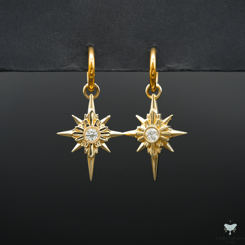 North Star Earrings - Titanium Hoops (With Gemstones)