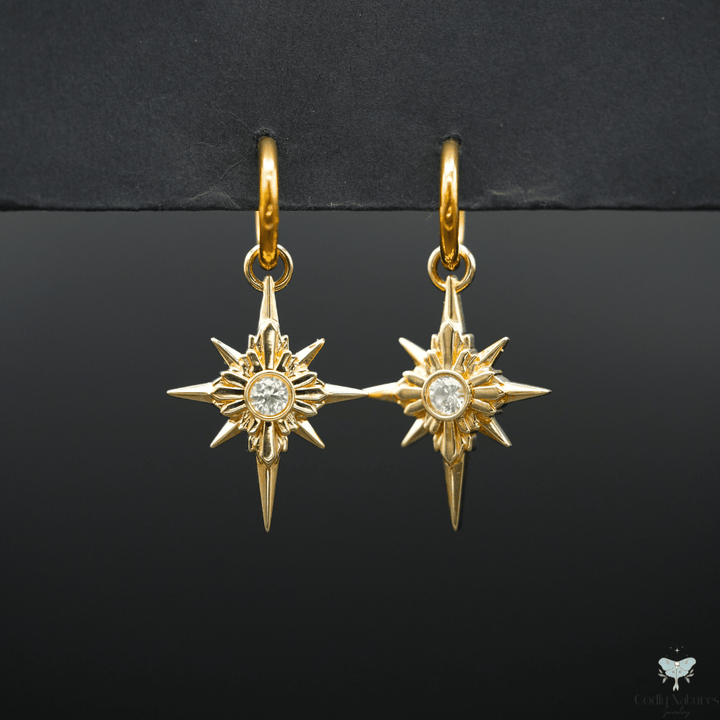 North Star Earrings - Titanium Hoops (With Gemstones)