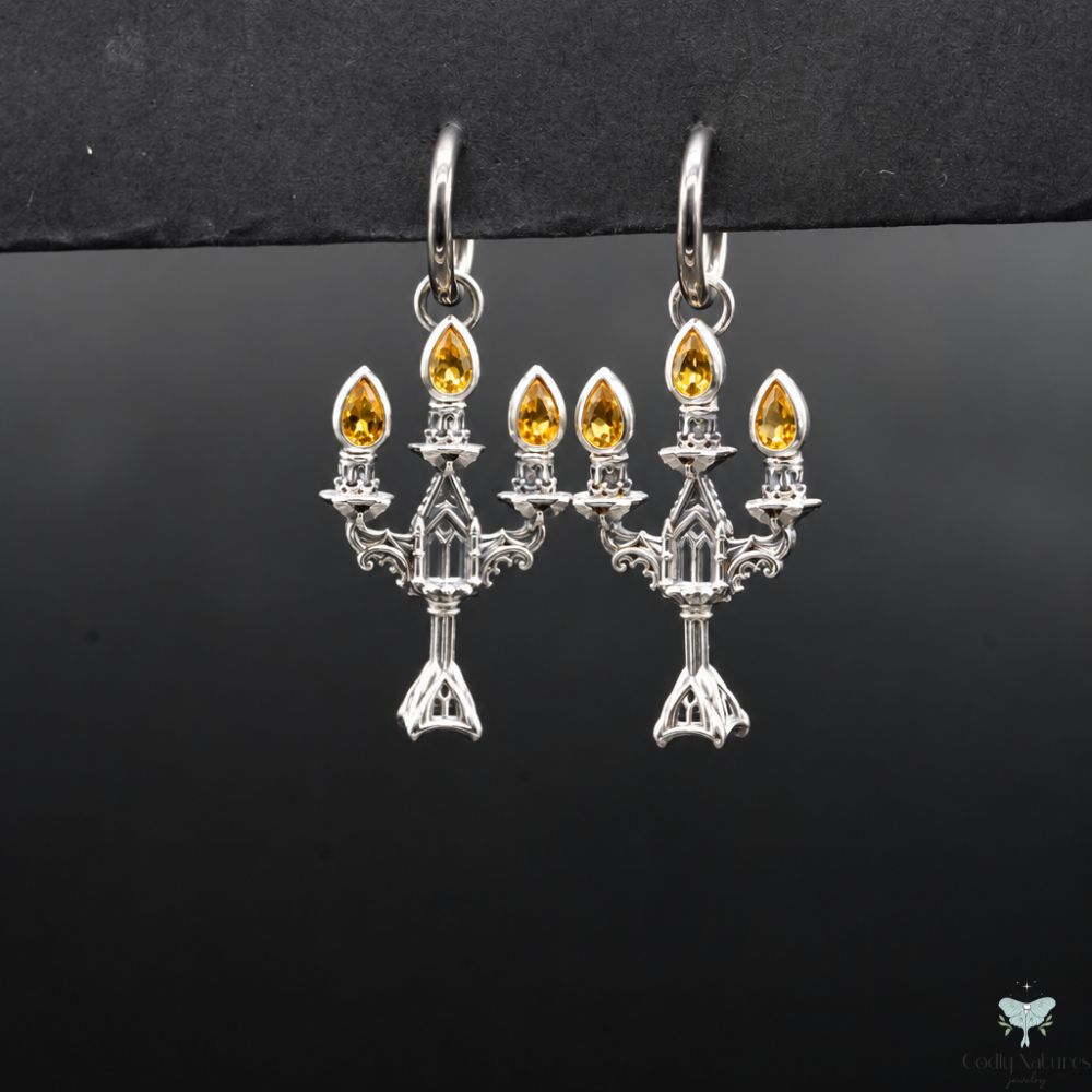Vesper Candelabra Earrings: Jewel Flame