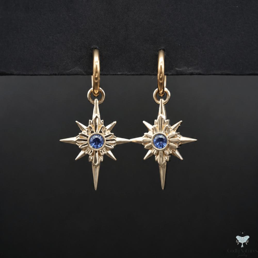 North Star Earrings - Titanium Hoops (With Gemstones)