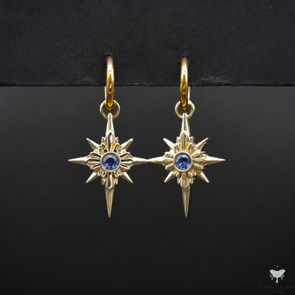 North Star Earrings - Titanium Hoops (With Gemstones)