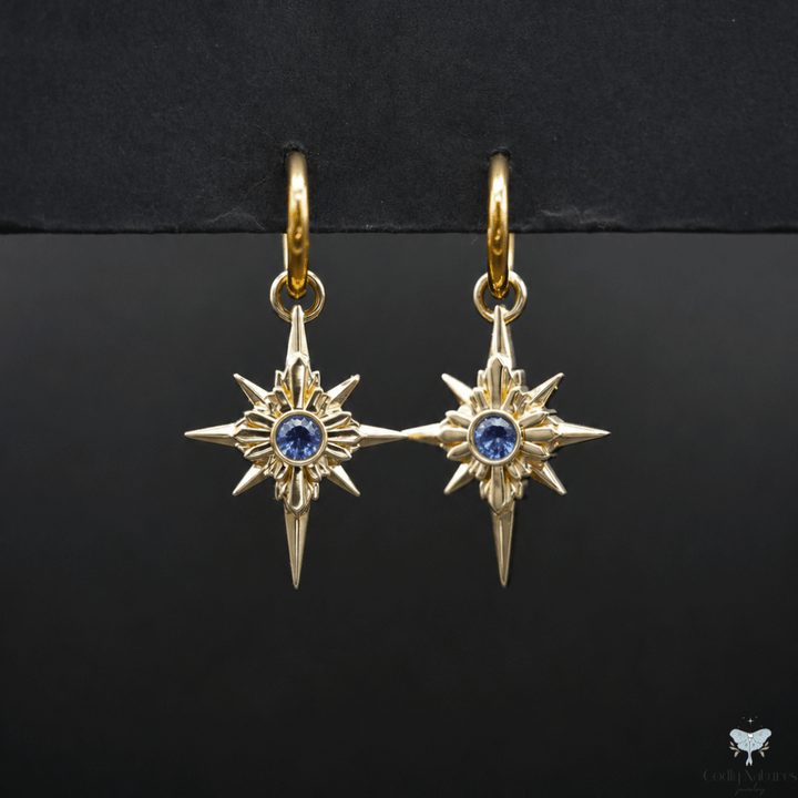 North Star Earrings - Titanium Hoops (With Gemstones)