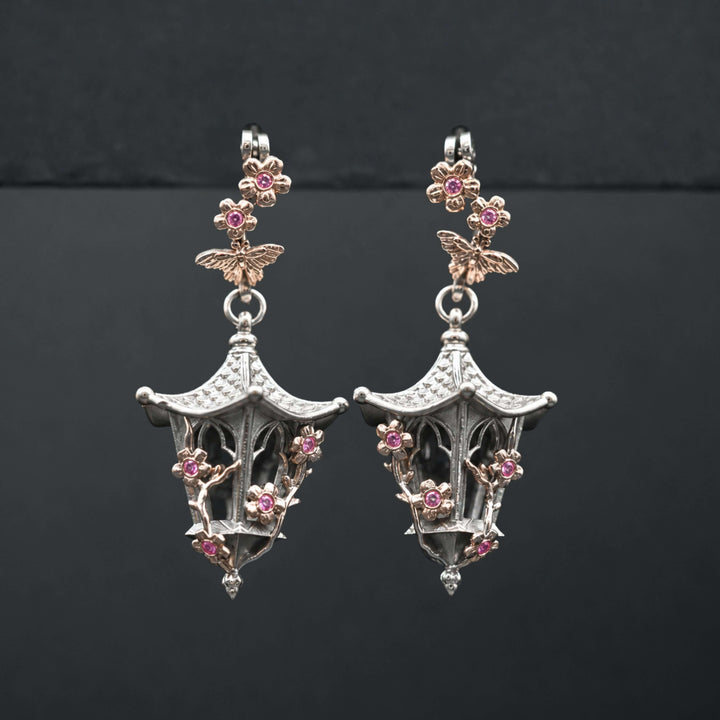 Sakura Lantern Earrings (With Gemstones)