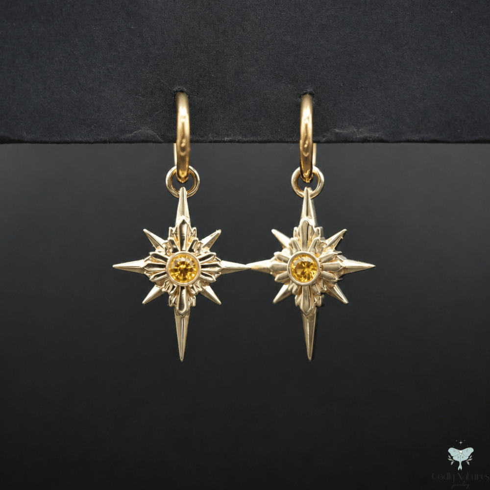 North Star Earrings - Titanium Hoops (With Gemstones) PAYMENT PLAN