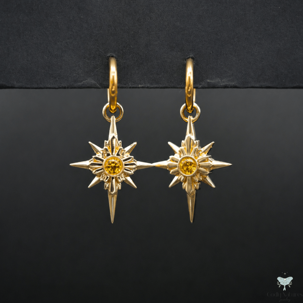 North Star Earrings - Titanium Hoops (With Gemstones) PAYMENT PLAN