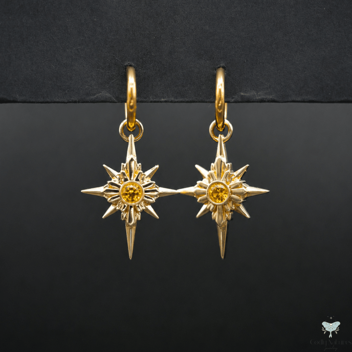 North Star Earrings - Titanium Hoops (With Gemstones) PAYMENT PLAN