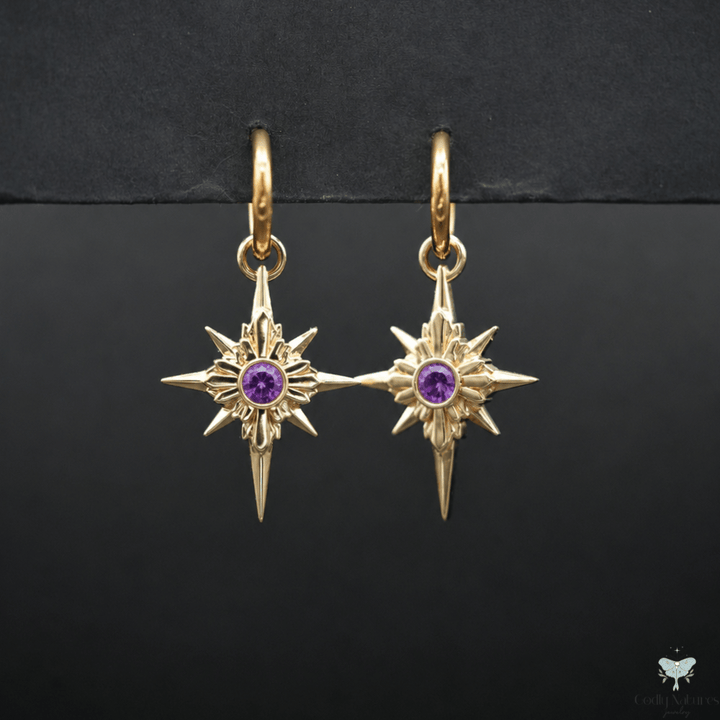 North Star Earrings - Titanium Hoops (With Gemstones)