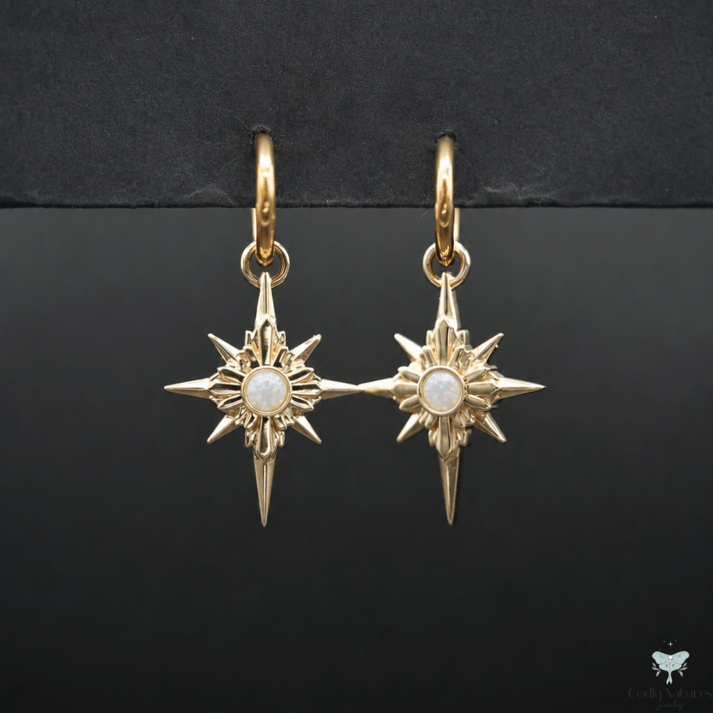 North Star Earrings - Titanium Hoops (With Gemstones)