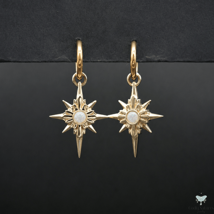 North Star Earrings - Titanium Hoops (With Gemstones)