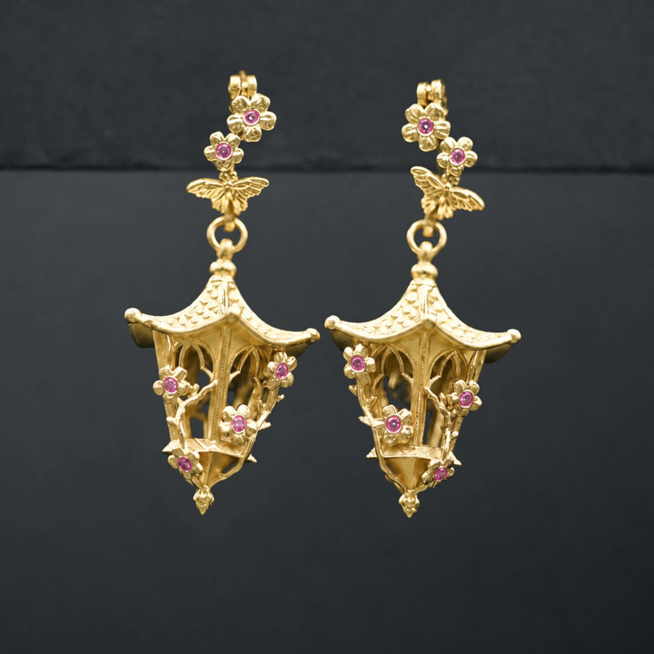 Sakura Lantern Earrings (With Gemstones)