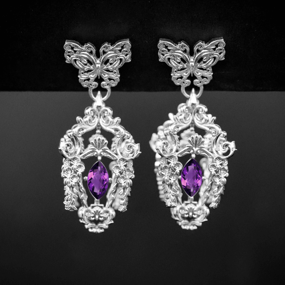 Wisteria Lantern Earrings (Butterfly Studs)