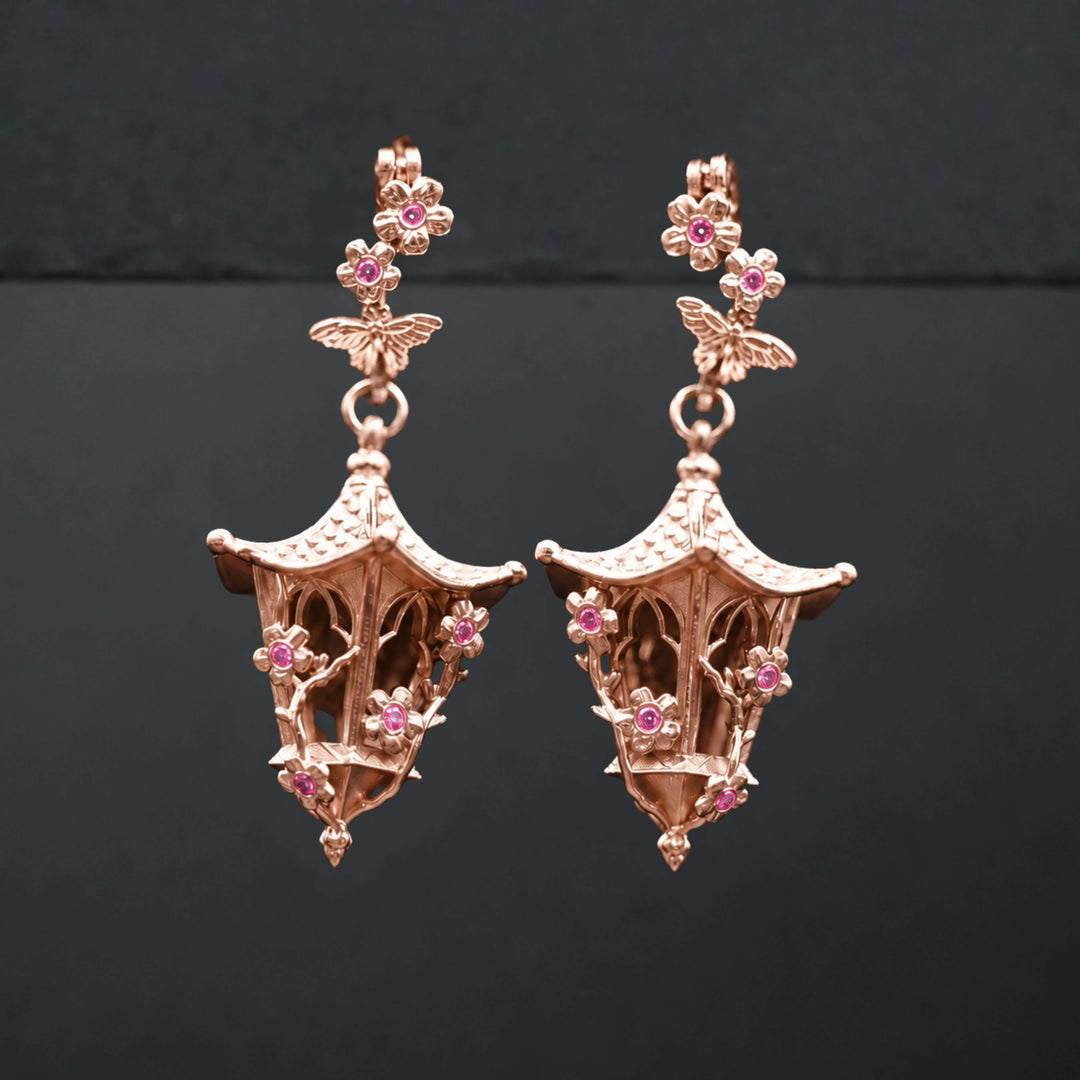 Sakura Lantern Earrings (With Gemstones)