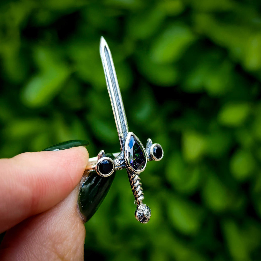 Alexandrite Silver Sword of the Spirit Ring