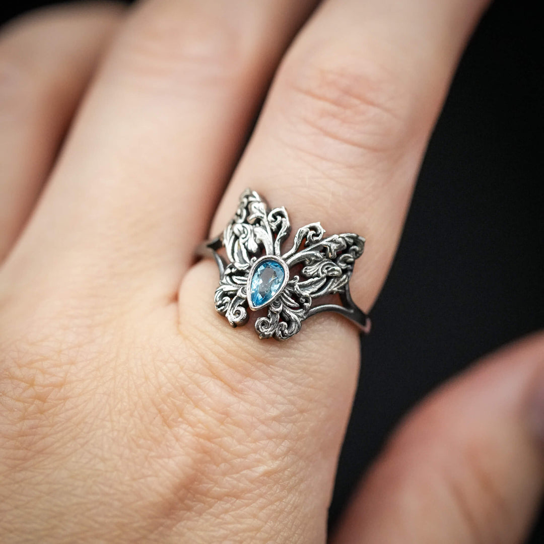 PAYMENT PLAN Sky Blue Topaz Rococo Butterfly Ring