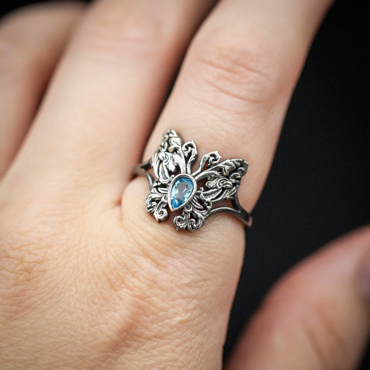PAYMENT PLAN Sky Blue Topaz Rococo Butterfly Ring
