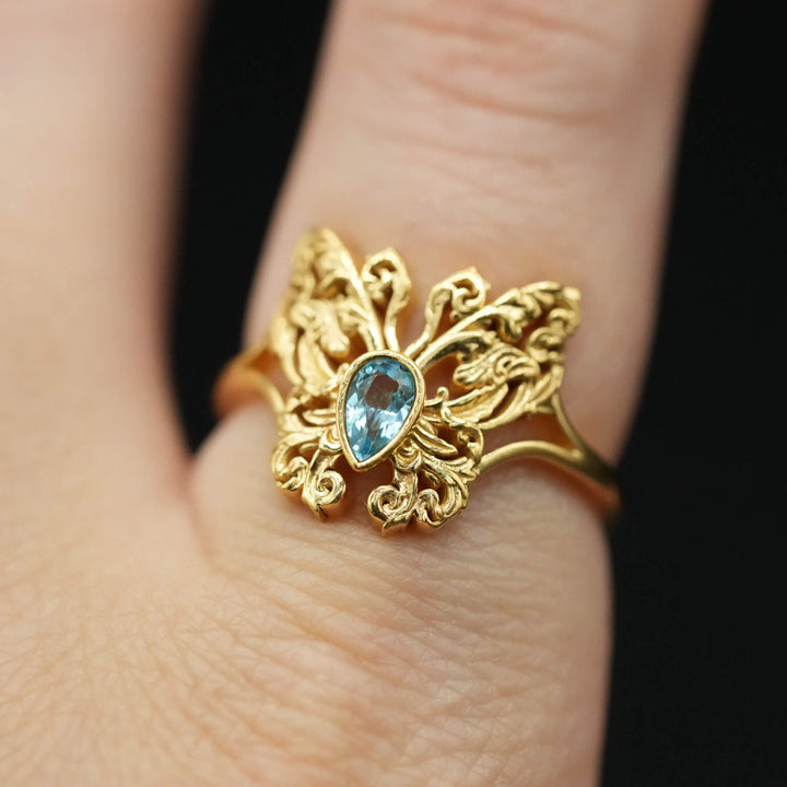 PAYMENT PLAN Sky Blue Topaz Rococo Butterfly Ring