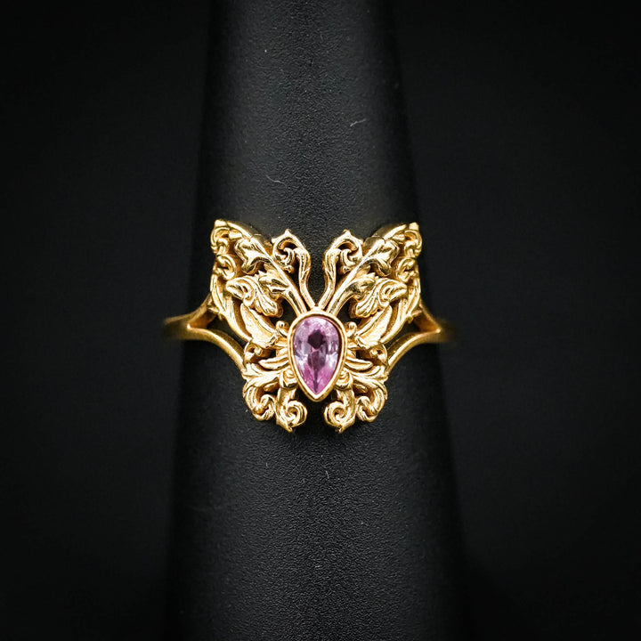 PAYMENT PLAN Pink Sapphire Rococo Butterfly Ring