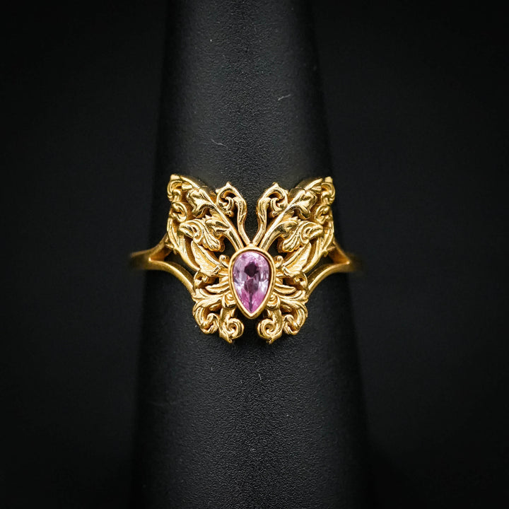 PAYMENT PLAN Pink Sapphire Rococo Butterfly Ring