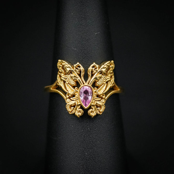 PAYMENT PLAN Pink Sapphire Rococo Butterfly Ring