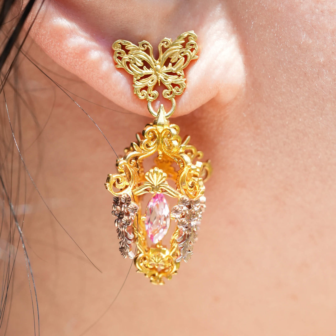 Wisteria Lantern Earrings (Butterfly Studs)