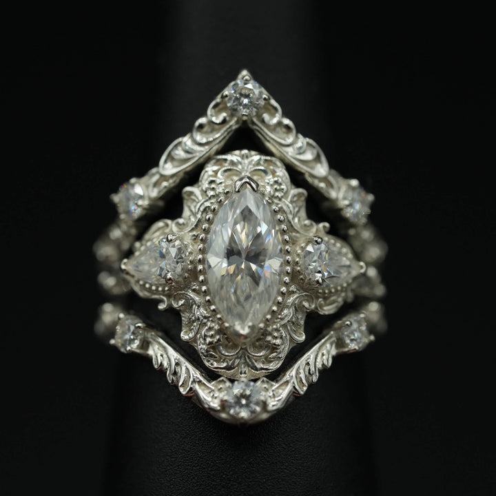 PAYMENT PLAN Moisssanite Rococo Engagement Ring Set