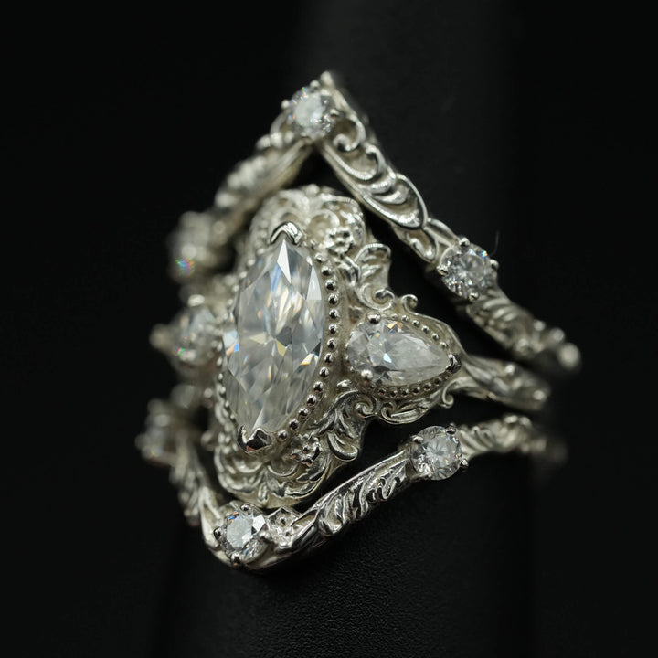 PAYMENT PLAN Moisssanite Rococo Engagement Ring Set